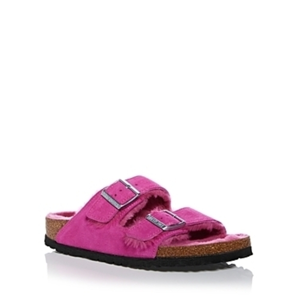 Birkenstock Arizona Shearling - Suede (Fuchsia Tulip/Fuchsia Tulip) Women's Shoe